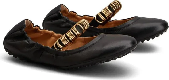 Tod'S Metallic Rings Strap Nappa Leather Ballerinas Shoes - Image 2