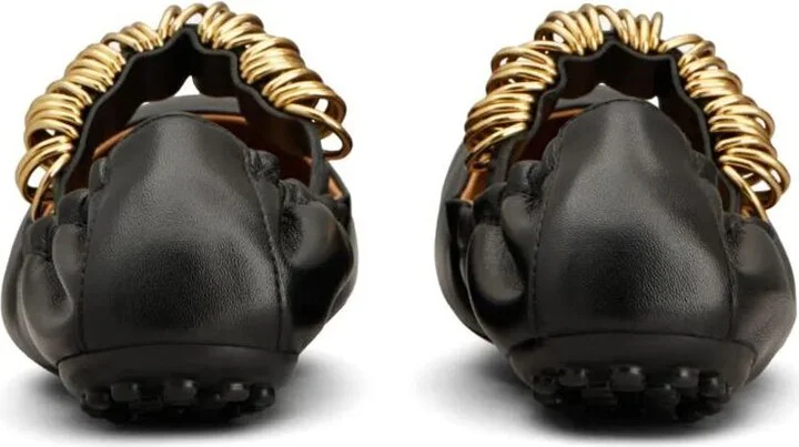 Tod'S Metallic Rings Strap Nappa Leather Ballerinas Shoes - Image 3