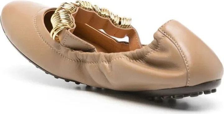 Tod'S Metallic Rings Strap Nappa Leather Ballerinas Shoes - Image 3