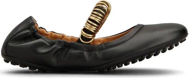 Tod'S Metallic Rings Strap Nappa Leather Ballerinas Shoes