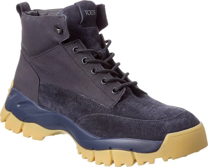 TODs Mid Mountain Suede & Canvas Boot