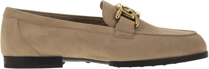 Tod'S Moccasin In Nubuck With Metal Chain