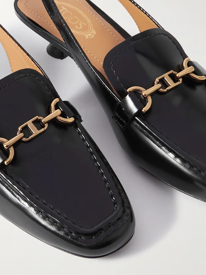 Tod's - Morsetto Embellished Patent-leather Slingback Pumps - Black - Image 4