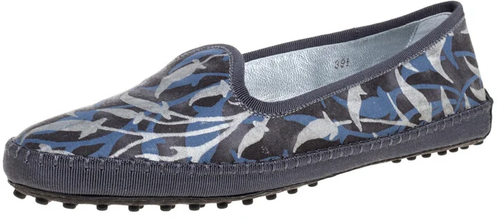 Tod's Multicolor Floral Printed Canvas Gommino Smoking Slippers Size 39.5