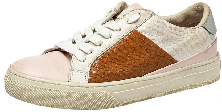 Tod's Multicolor Python And Leather Lace Up Sneakers Size 36