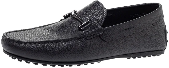 Tod's Navy Blue Leather Double T Slip On Loafers Size 40