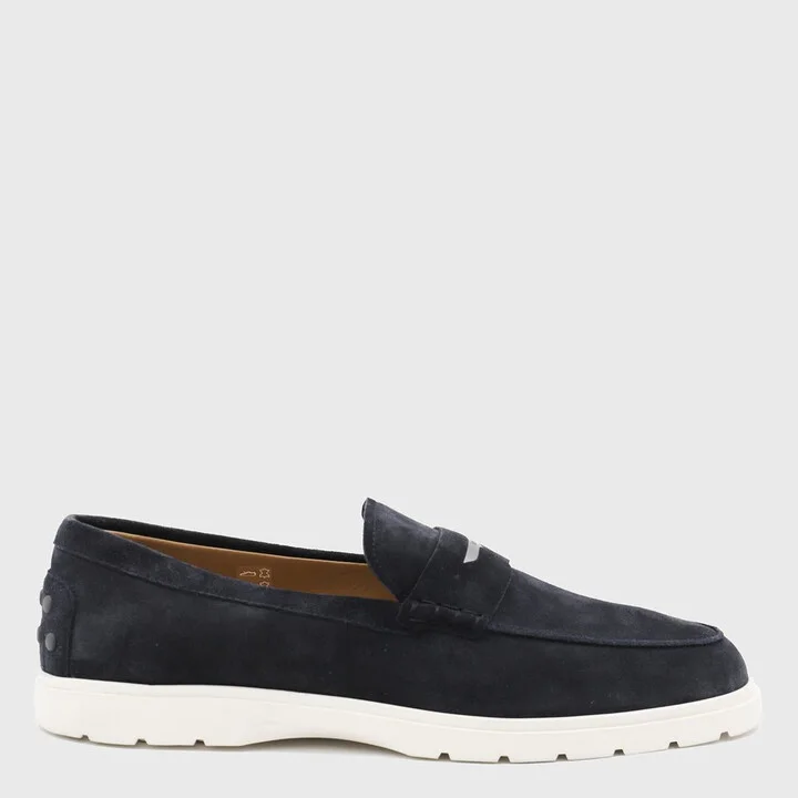Tod'S Navy Blue Suede Loafers