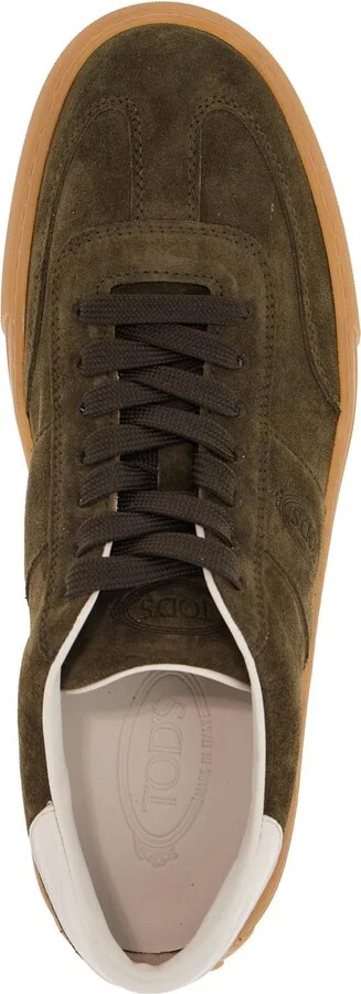 TOD'S olive green suede lace-up shoes with non-slip sole - Image 3