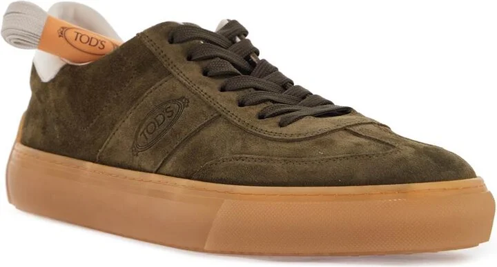 TOD'S olive green suede lace-up shoes with non-slip sole - Image 4
