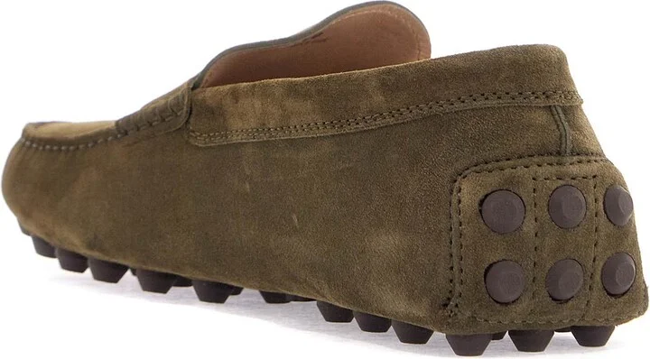 TOD'S olive green suede loafers with rubber sole - Image 2