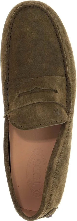 TOD'S olive green suede loafers with rubber sole - Image 3