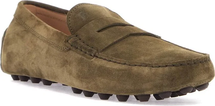 TOD'S olive green suede loafers with rubber sole - Image 4