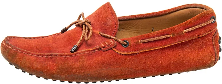 Tod's Orange Suede Bow Loafers Size 41