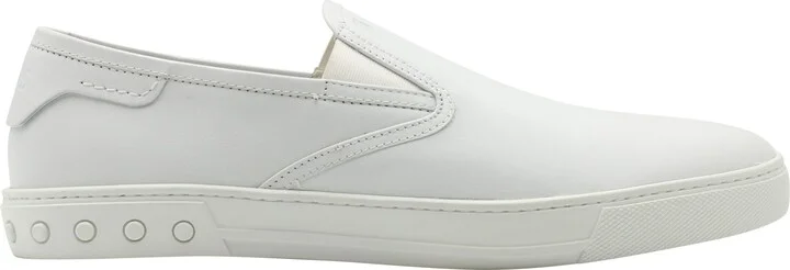 Tods Pantofola Slip-on Loafers in White Leather