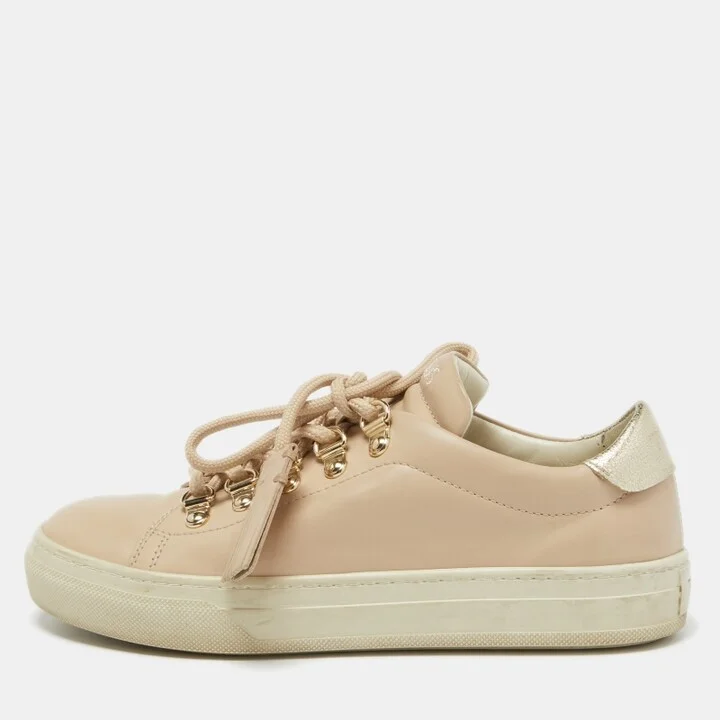Tod's Pink Leather Low Top Sneakers Size 35