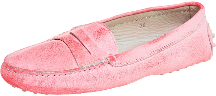 Tod's Pink Leather Penny Loafers Size 38