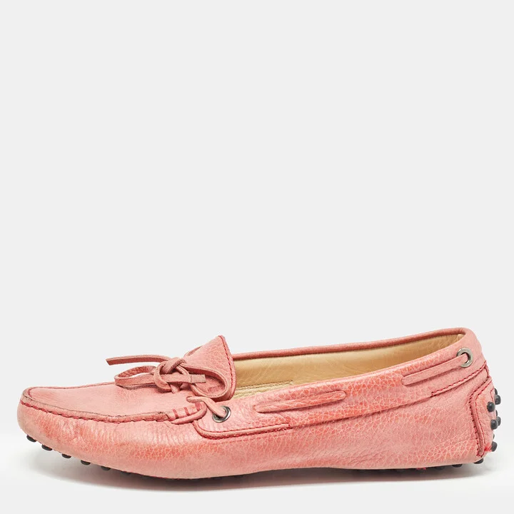 Tod's Pink Leather Slip On Loafers Size 36.5