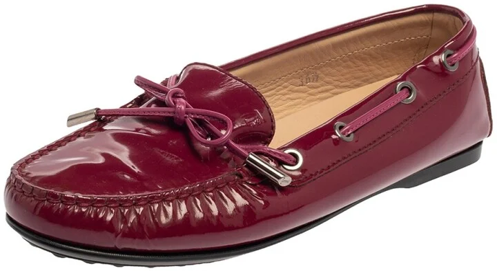Tod's Pink Patent Leather Bow Loafers Size 36.5