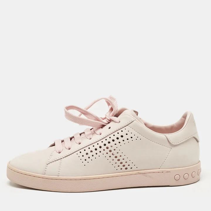 Tod's Pink Perforated Nubuck Leather Low Top Sneakers Size 37