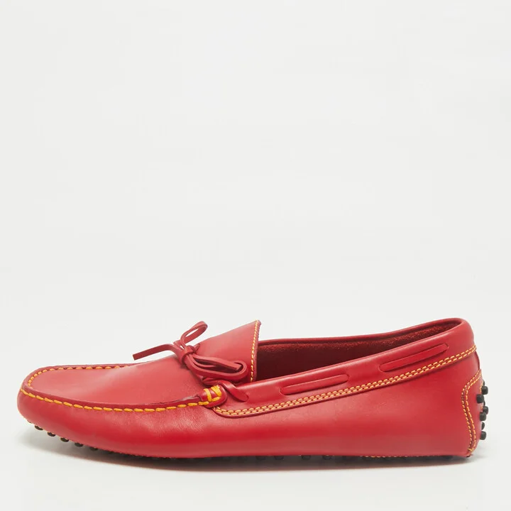 Tod's Red Leather Slip On Loafers Size 41.5