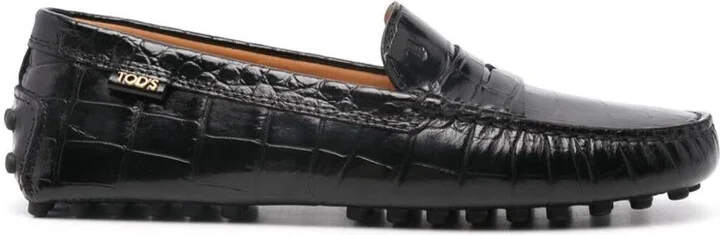 Tod'S Rubber Loafer Crocodile Print Shoes