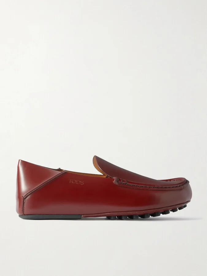 Tod's - Slipper Collapsible-heel Glossed-leather Loafers - Burgundy