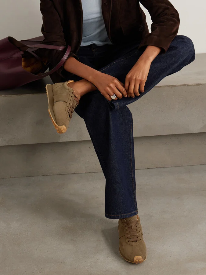Tod's - Sportivo Active Leather-trimmed Suede Sneakers - Brown - Image 2