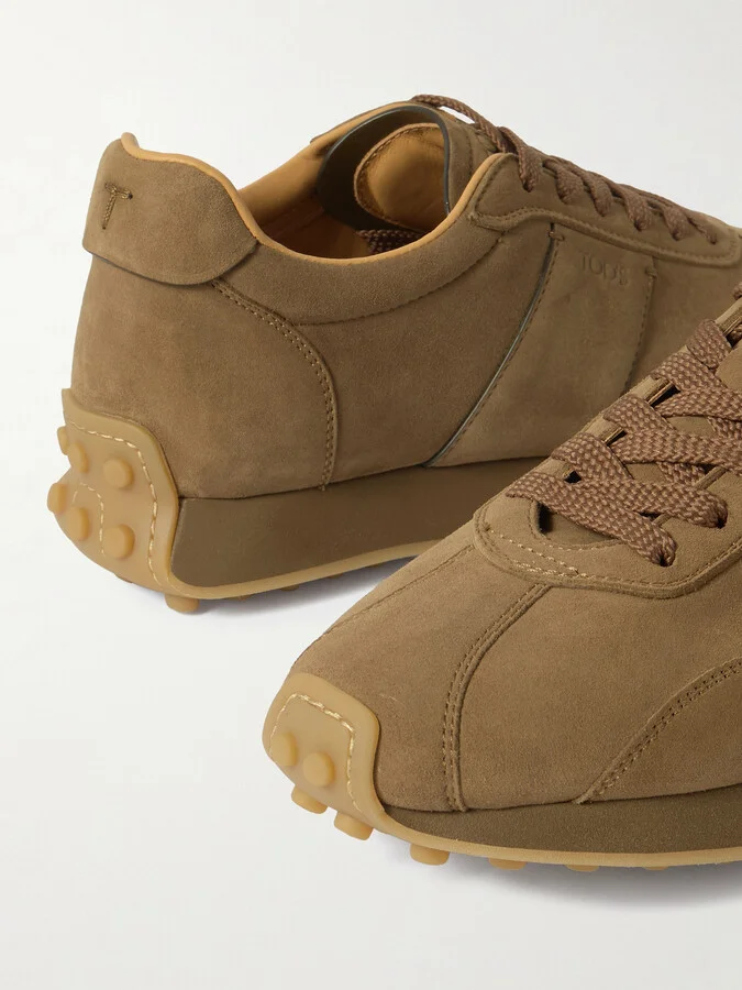 Tod's - Sportivo Active Leather-trimmed Suede Sneakers - Brown - Image 4