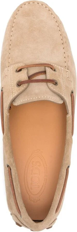 Tod'S Suede Gommino Bubble Lace-Up Boat Loafers Shoes - Image 4