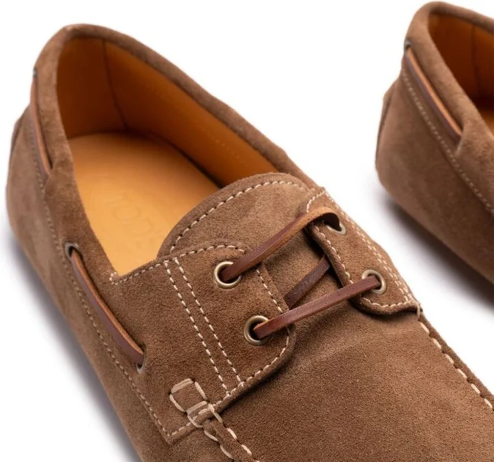 Tod'S Suede Gommino Bubble Lace-Up Boat Loafers Shoes - Image 4