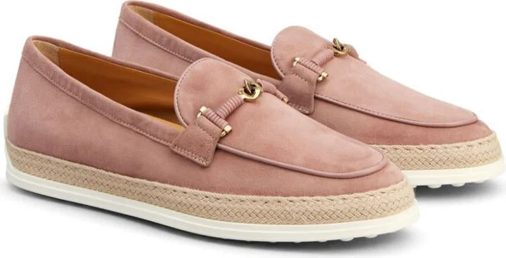 Tod'S Suede Slipper Loafers With Double T Ring Accessory Shoes - Image 2