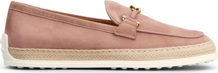 Tod'S Suede Slipper Loafers With Double T Ring Accessory Shoes