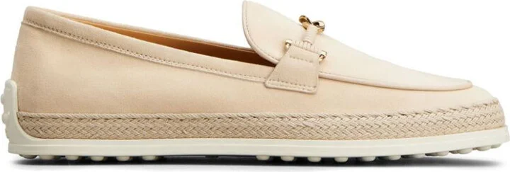 Tod'S Suede Slipper Loafers With Double T Ring Accessory Shoes