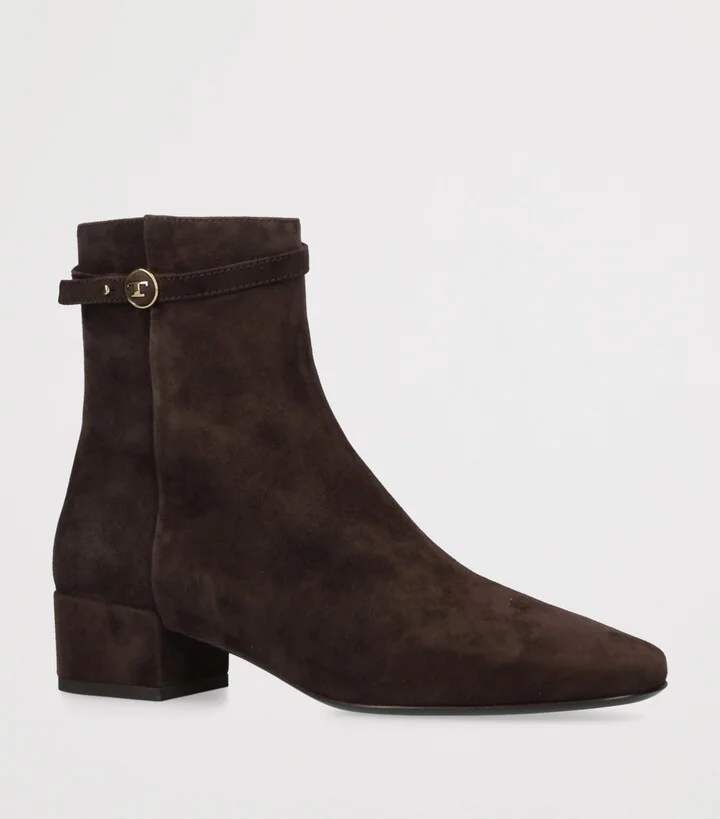 Tod's Suede Stivaletto Cuoio Ankle Boots 35 - Image 3