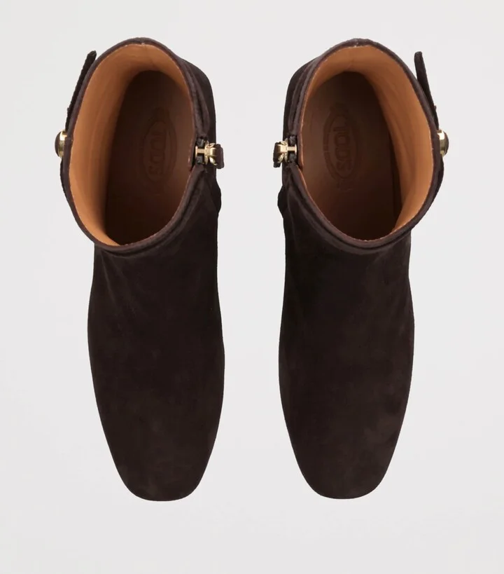 Tod's Suede Stivaletto Cuoio Ankle Boots 35 - Image 4