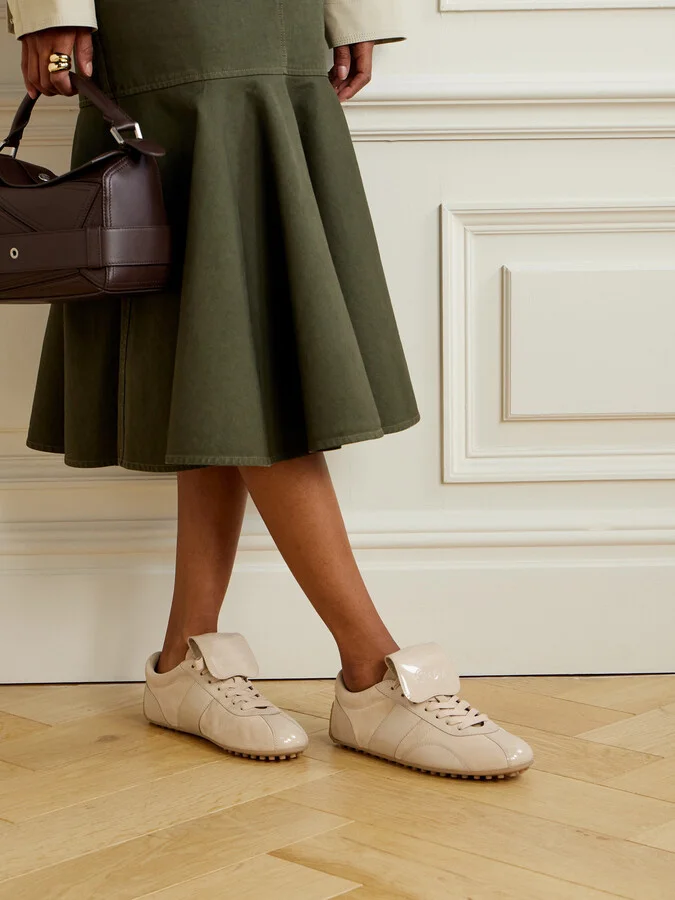 Tod's - T-marathon Patent-leather And Suede Sneakers - Neutrals - Image 2