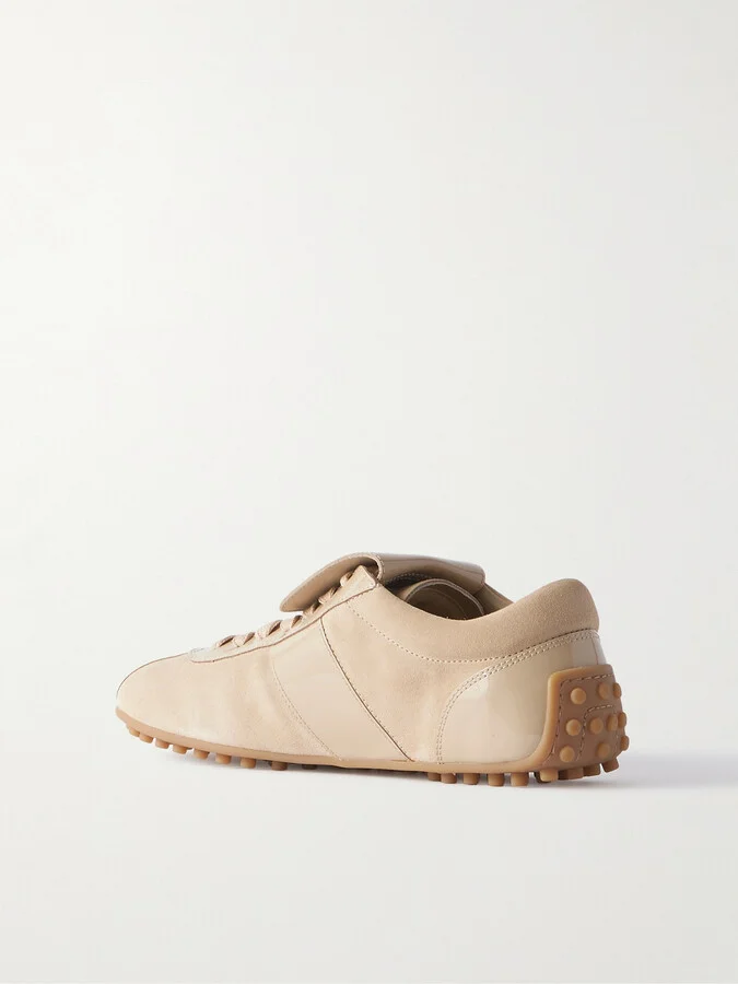 Tod's - T-marathon Patent-leather And Suede Sneakers - Neutrals - Image 3