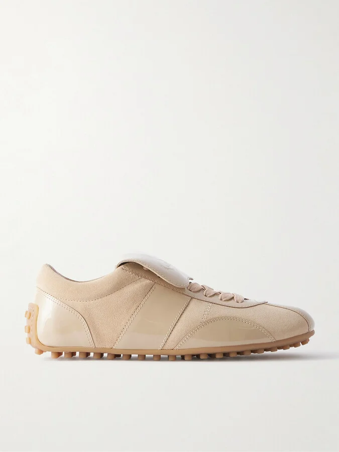 Tod's - T-marathon Patent-leather And Suede Sneakers - Neutrals