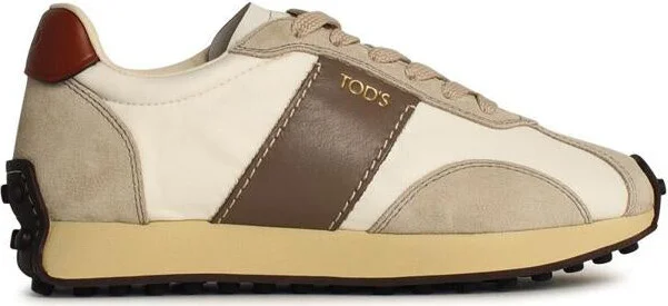 Tod'S 'T Vintage' Beige Leather Blend Sneakers