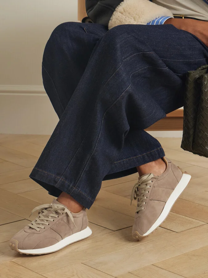 Tod's - T Vintage Embroidered Suede Sneakers - Neutrals - Image 2