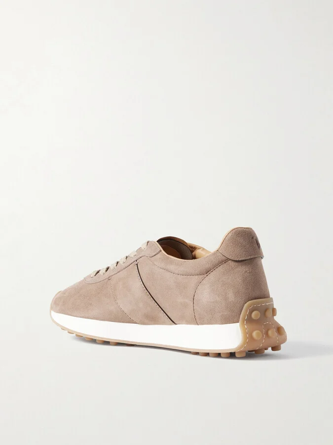 Tod's - T Vintage Embroidered Suede Sneakers - Neutrals - Image 3