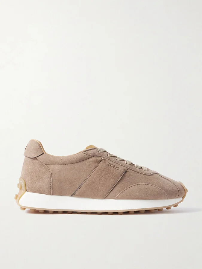 Tod's - T Vintage Embroidered Suede Sneakers - Neutrals