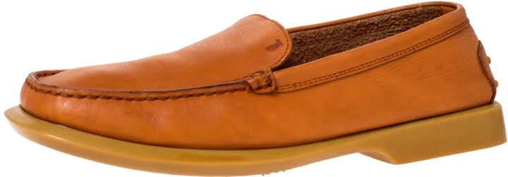 Tod's Tan Leather Rubber Sole Loafers Size 38.5