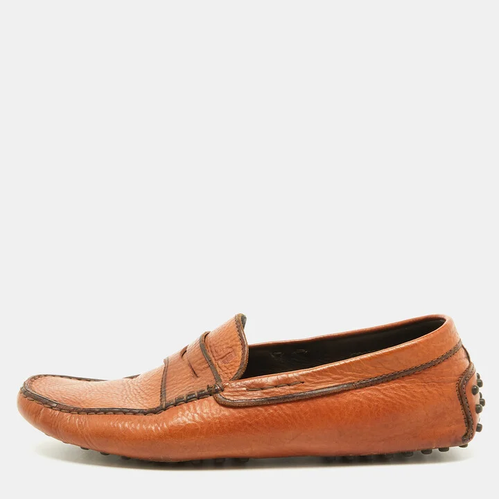 Tod's Tan Leather Slip On Loafers Size 42