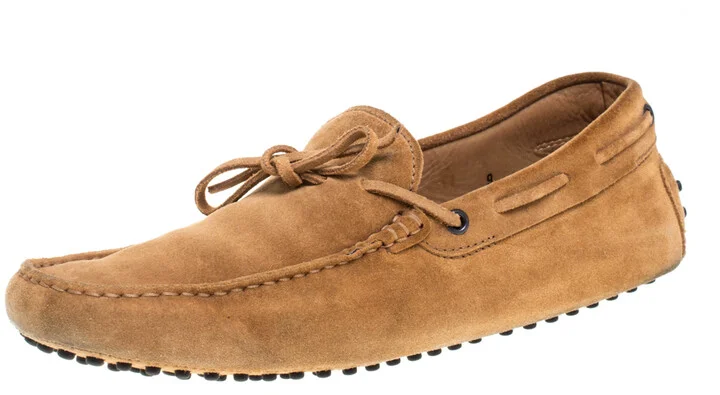 Tod's Tan Suede Gommino Driving Slip On Loafers Size 43