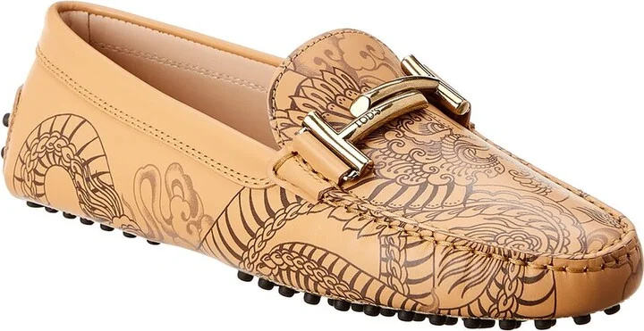 Tod's Tattoo Dragon Printed Leather Loafer