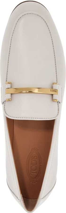 TOD'S white calfskin moccasin with gold bar and velcro closure - Image 3