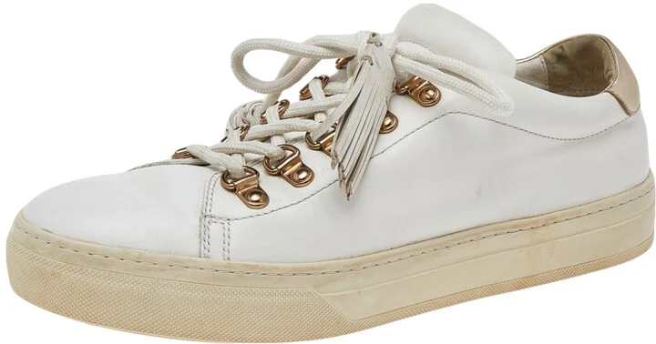Tod's White Leather Tassel Trim Low Top Sneakers Size 39