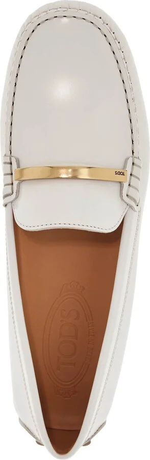 TOD'S white lime calfskin driving loafer with low heel - Image 3