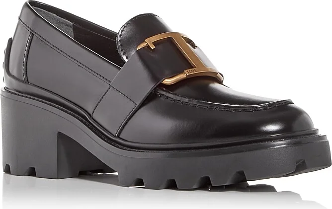 Tod's Women's Buckle Block Heel Loafers